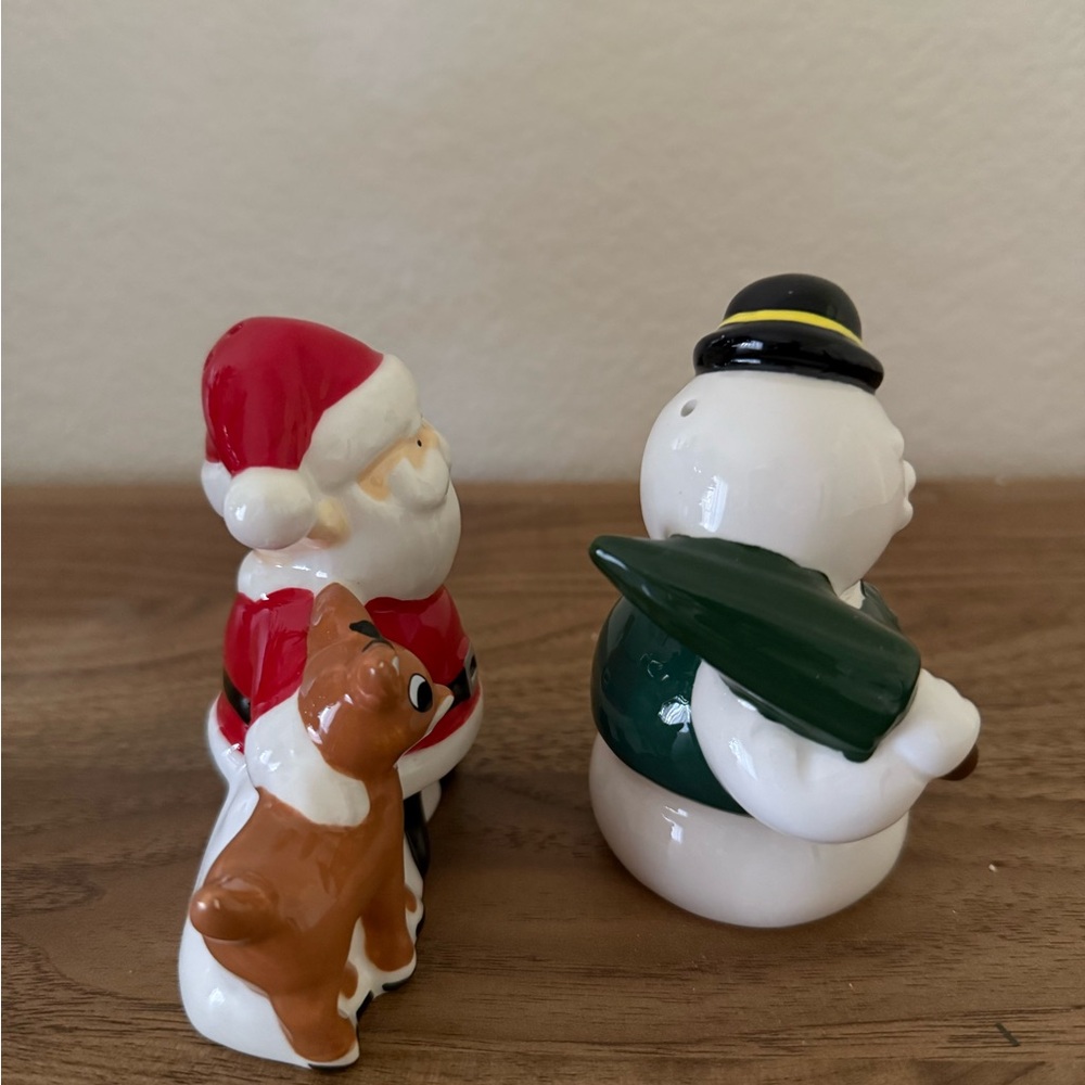 NIB RUDOLPH Festive Santa and Snowman ceramic SALT AND PEPPER  Set - Picture 7 of 14